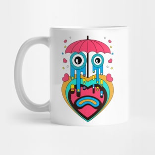 Cartoon heart under an umbrella Mug